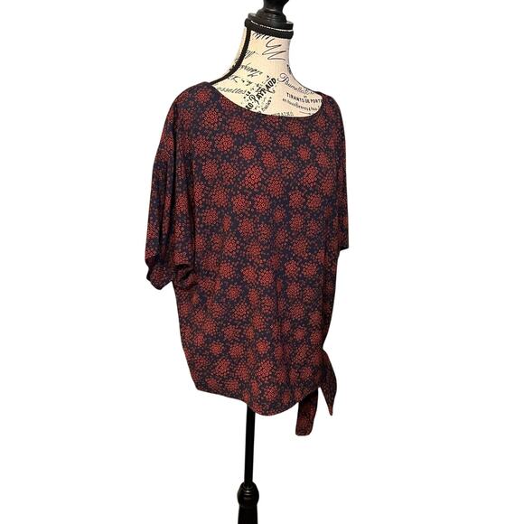 Women's Michael Kors navy and rust blouse with cute knotted side M - Picture 6 of 8
